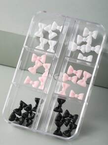 30 件/50 件无异味 Y2K 白色粉色蝴蝶结树脂指甲配件，两种款式，盒装和袋装，小清新 3D 平底丝带水钻指甲装饰卡哇伊简约可爱黑粉色白色仿珍珠蝴蝶结韩式指甲设计配件，适合女性指甲贴纸 DIY 沙龙用品装饰日式私人定制春夏风格指甲指甲饰指甲宝石 - 彩色 - 查看 8