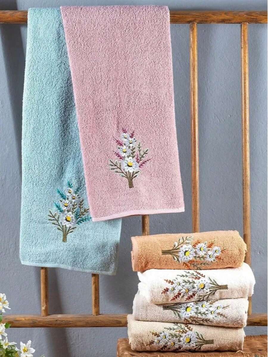 Made In Turkey – Daisy 6-Piece Hand And Face Towel Set | Head Towels | 50x90 Cm | 100% Cotton