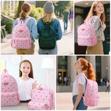 3pcs Kids Backpack Set For Girls School Bags Large Capacity Boys Printing School Backpack Set Rucksack Bagpack Kids Cute Book Bags, Casual Outings, Casual Student Bag - Pink Strawberry - View 6