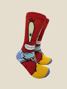 SPONGEBOB 5 双男女通用海绵宝宝、章鱼哥、海星等卡通人物印花中筒袜，可爱 - 彩色 - 查看 7