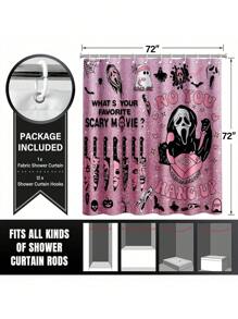 1 Piece Custom Halloween Shower Curtain, Custom Holiday Shower Curtain, Custom Name, Holiday Decoration, Bathroom Supplies Bathroom Decor