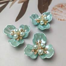5pcs Faux Pearl Rhinestone Decoration Flower Design Hat Dress Decoration Buttons DIY Handmade Decoration Accessories - Color Mixing - View 8