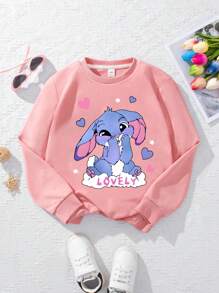 1 st flickkanin - Element rundhalsad tröja, bekväm och varm, vår- och höstskola och personlig stil - Rosa - Visa 2