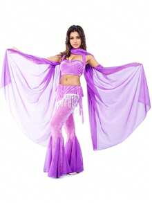 Khăn choàng nhiều màu sắc cho vũ điệu bụng của phụ nữ dành cho trang phục Halloween Raves bằng vải voan - Nhiều màu - Xem 27