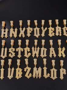 24 英寸 A-Z 字母吊坠项链，嘻哈链，说唱歌手风格，男士日常佩戴，多字母设计，合金材质 - 嘻哈字母項鍊 - 查看 3