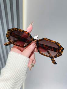 1 件/2 件女士复古几何椭圆形框架休闲太阳镜，适合日常、派对、街头、海滩、防紫外线 - 彩色 - 查看 16