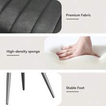 Nalupatio 2 Piece Modern Dining Chairs Set - Comfortable Padded Fabric Kitchen Side Chairs With Thick Cushions & Metal Legs, Suitable For Dining Room, Living Room, Kitche - Negro - Ver 5