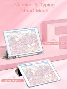 Dark Pink Glitter Leopard IPad Case Compatible With Apple IPad Air 11 (2025 M2) / IPad 11th Gen 11" (A16 2025) / IPad 10th Gen 10.9" - Cute Protective Cover With Pencil Holder, Trifold Stand, Auto Sleep/Wake, Lightweight Shockproof - Pastel Colors For Girls & Creatives - Multicolor - View 4