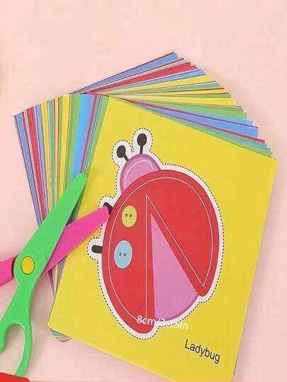 180/96pcs Fun Paper Cutting Set, Paper Art, Scissor Skill Activity Paper Cutting Book, Comes With 1 Safety Scissor Craft Kit, Suitable For Weekend Family Activities, School Teaching, Handmade Crafts, Fun Events, Applicable For Home, School, Kindergarten, Daycare, DIY Institutions