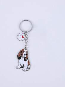 1 pièce Porte-clés mignon de dessin animé de caniche animal, accessoires de voiture de la Saint-Valentin, breloques de sac, décoration scolaire animale