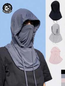 1/2 件男女通用冰丝遮阳拉法帽 - 骑行防紫外线全脸罩 - 透气、无缝、可调节颈围围巾，带抽绳，户外摩托车骑行钓鱼头饰帽子，带挂耳，女士防晒面罩，男士骑行风帽 - 彩色 - 查看 6