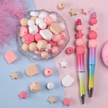 63Pcs Vibrant Pink Silicone Beads Mix - Star, Arch, Circle & Hexagon Focal/Spacer Beads For DIY Jewelry Making Kit, Keychain, Lanyard Craft Supplies (Gift Set) - Mixed Set - View 6
