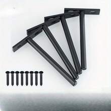 4件装浮动搁板支架隐藏式支架壁挂式支架隐形钉固定支架隔断隐藏式搁板支架 - 黑色 - 查看 2