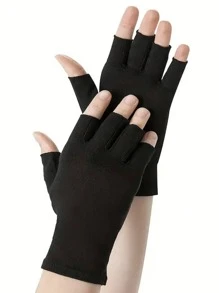 1 pereche de mănuși neutre pentru bărbați și femei, mănuși cu degete expuse multicolore, mănuși tricotate elastice calde, sindrom de tunel carpian, artrită reumatoidă, tendinită, mănuși de compresie avansate violet deschis, foarte potrivite pentru utilizare zilnică, tastare, muncă