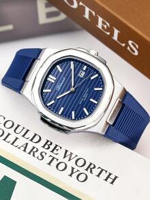 Reloj de cuarzo clásico de negocios resistente al agua y luminoso con fecha para hombres DENVOSI - Plateado - Ver 2