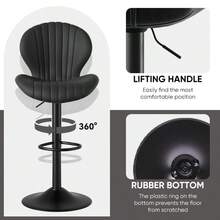 Nalupatio Modern Bar Stool, Adjustable Swivel Bar Stool, Bar Height Bar Stool With High Backrest, Easy To Assemble, Suitable For Restaurant, Kitchen,Black - 黑色 - 查看 7