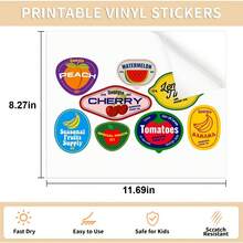 50 张不干胶标签纸 A4 光面自粘贴纸标签纸，白色光面防水标签，适用于激光和喷墨打印机，适用于学校用品，返校