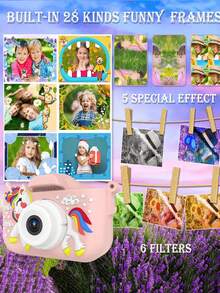 Kids Camera Toys For 3-8 Year Old Girls Boys,Children Digital Video Camcorder Camera With Cartoon Soft Cover, Best Chritmas, Thanksgiving, Birthday Festival Gift For Kids - 32G SD Card, Card Reader Included, Kids Toys - 粉色 - 查看 5