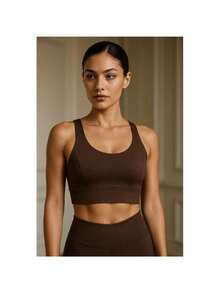 Cropped Top Gym Workout Women's Fashion Sport Running Cup Summer Workout Fitness - Rỉ Nâu - Xem 3