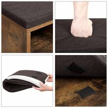VASAGLE Banc à Chaussures, Banc de Rangement avec Coussin Rembourré, 10 Compartiments, Étagères Réglables, pour Salon, Couloir, 30 x 104 x 48 cm, Marron Rsutique et Marron - Marron - Voir 6