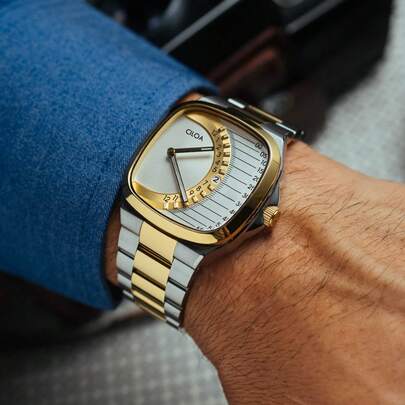 1 件 CILOA 方形高端虫洞概念优质品牌正品男士防水石英运动手表，休闲日常佩戴