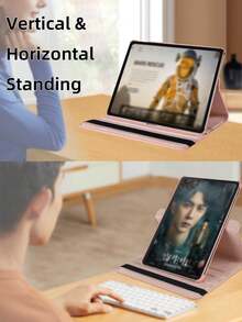 360° Rotatable Litchi Texture Tablet Case, Rose Gold, Customizable Text, Suitable For IPad Mini 6/7, 9.7, 10.2, 10.5, Air 4/5, 10th, 10.9, Pro 11", Air 11" (M2) 2024, Pro 11" (M4) 2024, Air 11" (M3) 2025, 11" (A16) 11th Gen 2025, 3-Angle Stand, Elastic Band, PU Leather, Auto Sleep/Wake