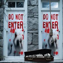 1/2 Pieces, Halloween Style Horror Pattern Window Film Decal - Large Size Halloween Red Blood Handprints Footprints "HELP / DO NOT ENTER" Decorative Design, Horror Ghost Shadow, Anti-Peeping Privacy Window Film, Enhance Your Home Decoration Halloween Decor Christmas Decoration Thanksgiving Wedding Home Decor Home Decor Fall Decor Autumn Decor Birthday Decorations For Gifts Party Supplies Indoor Holiday Festival Decor Wall Decor Halloween Ornaments - Multicolor - View 7