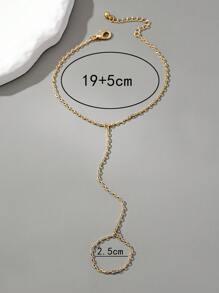 1 Pc Minimalist Beaded Chain Linked Finger Ring