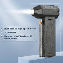 Mini Sopladora de Aire inalambrica Recargable,Turbo Jet Fan,52 M/S Potente Ventilador Super Jet de Mano 130000 RPM, Motor sin Escobillas,para Eliminar polvo de Computadora, Cámping, Limpiar el Hogar - Gris - Ver 7