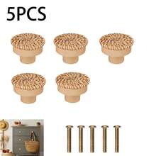 12 pieces rattan round handle knobs, wooden handles, suitable for kitchen, living room, bedroom wardrobe cabinet, brown - Coffee Brown - View 19