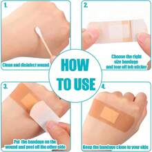 100/200pcs Variety Bandages Pack Assorted Sizes Waterproof Breathable Adhesive Fingertip Bandages Bulk For First Aid Wound Care Scrapes Blister For Emergency Kit Bag - Multicolor - View 5