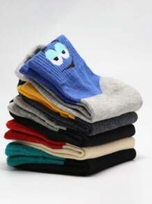 1 件/5 件新款卡通趣味表情中筒袜，夏季和春季轻便短袜，女士袜子，男士袜子，纯色百搭袜子，透气，舒适，吸水短袜适合日常穿着，运动，办公室，休闲风格，四季情人节