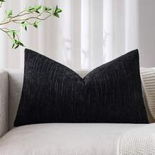 1/2pcs Black (Pillow Insert Not Included) Vintage Striped Throw Pillow Cover, 100% Polyester Woven Fabric, Zippered Design, Machine Washable, Geometric Pattern Decor Cushion Cover, Suitable For Sofa, Bed, Dining Room, Home Office - Black - View 6