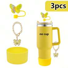 AiScrofa 4 件套杯子配件套装 - 仿珍珠链编织设计水瓶手柄带、硅胶杯套