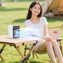 Máy điều hòa di động, máy điều hòa cá nhân xách tay với 2 tốc độ gió và 2 chế độ phun sương, máy làm mát không khí bay hơi có thể sạc lại với pin 3000mAh, máy điều hòa di động yên tĩnh cho phòng, xe hơi, văn phòng, ngoài trời, màu trắng - trắng - Xem 6