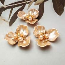 5pcs Faux Pearl Rhinestone Decoration Flower Design Hat Dress Decoration Buttons DIY Handmade Decoration Accessories - Color Mixing - View 5