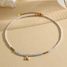 Magic Fish 1 件树脂仿珍珠简约 26 个字母吊坠项链，可定制情侣、朋友、同学的名字