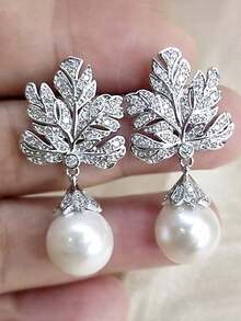 1 Đôi bông tai mặt dây chuyền đá Cubic Zirconia thanh lịch dành cho nữ, thích hợp làm quà tặng cho đám cưới, lễ đính hôn, kỷ niệm, tiệc tùng, Ngày của Mẹ. - 5 # - Xem 4