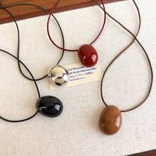 1pc Fashion Versatile Long Beaded Wax Rope Necklace, Influencer Style Necklace, High-End Collarbone Chain