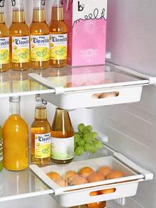 2pcs 12-Compartment Kitchen Hanging Storage Box, Refrigerator Egg And Fruit Storage Box Drawer-Type Food Preservation Box Kitchen Accessories Refrigerator Storage Rack - White - View 3