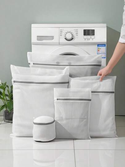 1/4/8pcs Grey Fine Mesh Laundry Bags, Multi-Size With Zipper, Polyester Delicate Wash Bag To Protect Garments, Suitable For Bras, Socks, Underwear, Reusable Washing Bags, Breathable Poly‑Mesh Protectors For Gentle Laundry, Durable With Secure Closures, Ideal For Delicate Lingerie, Activewear And Hosiery, Keeps Garments Separate, Reduces Snags, Color-Guard Design, Compact And Reusable For Home And Travel Laundry Care