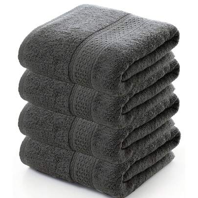 Bộ 1/4 khăn bông màu trơn hiện đại, siêu mềm, thấm hút cao, nhanh khô, khăn mặt cỡ tiêu chuẩn, nhẹ, không xơ, thích hợp dùng trong phòng xông hơi, phụ kiện phòng tắm bền bỉ, quà tặng trang nhã.