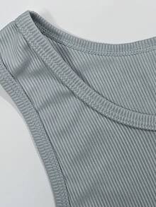 Camiseta de punto acanalada sin mangas para mujer, camiseta de tirantes ligera para el verano, camiseta interior de unicolor y versátil - Verde - Ver 7