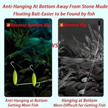 Reverse Bottom Line Double Hook Finished Product, European Carp Hook Reverse Bottom Line Hook Tube With Attached Iseama Fish Hook, Paired With Pop-Up Bait Blocks, Grass-Type Keiryu Carp Fishing Gear, Bait Equipment, Fishing Tackle Accessories.