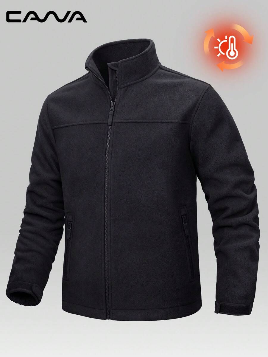 Cavva 男士抓绒外套 轻便防风 柔软保暖 冬季户外拉链外套 徒步 露营 钓鱼 滑雪