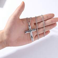 1入組新款兩層金屬吊墜時尚男士鈦鋼鏈項鍊 - 黑色 - 查看 12