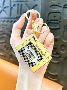 新款迷你复古录音机钥匙扣卡带迷你收音机音乐盒挂件钥匙链玩具可播放音乐录音趣味小型便携挂件