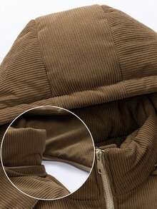 男士夹克，拼色可拆卸连帽夹克，时尚休闲宽松运动外套，大口袋，冬季 - 卡其色 - 查看 5