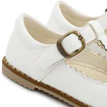 Girls Doll Shoes Classic Retro Flats Wedding Party Round Toe Comfortable - Màu be - Xem 4