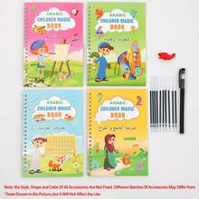 4pcs Reusable Calligraphy Practice Book, Learning Math, English, 3D Calligraphy, Drawing, Tracing, Gift, Arabic Groove Handwriting Workbook, Pen Control Training Magic Calligraphy Workbook - 4pcs/set - View 10